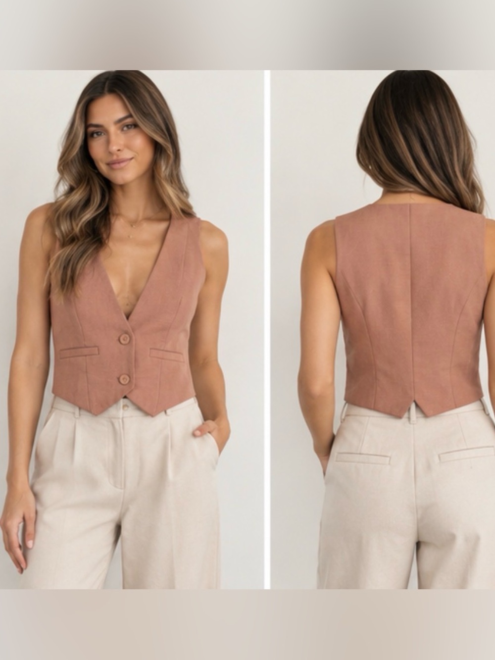 Forever 21 Dusty Rose Tailored Vest Y2K 2000s Coquette 90s Minimalist
